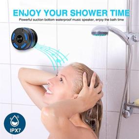 img 3 attached to 🚿 Waterproof Bluetooth Shower Speaker with Clock & FM Radio, Portable Wireless Speaker with LCD Display, Suction Cup, and 10 Hours Playback - Ideal for Indoor and Outdoor Use