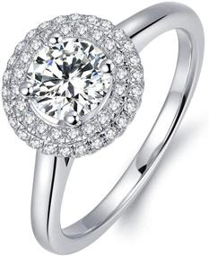 img 3 attached to 💍 1ct Classic Halo Round Brilliant Cut DEF Color Moissanite Simulated Diamond Solitaire Engagement Ring for Women at HAFEEZ CENTER