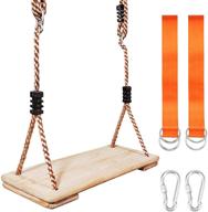 🌳 mont pleasant wooden tree swing seat: indoor/outdoor wood swings chair for kids with adjustable rope & tree straps логотип