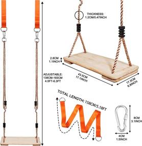 img 3 attached to 🌳 MONT PLEASANT Wooden Tree Swing Seat: Indoor/Outdoor Wood Swings Chair for Kids with Adjustable Rope & Tree Straps