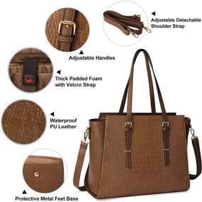 img 3 attached to 👜 Stylish & Spacious Waterproof Laptop Bag for Women - 15.6 Inch Professional Office Briefcase in Classy Brown Leather