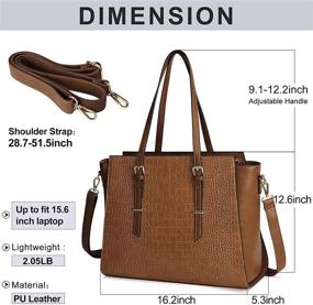 img 2 attached to 👜 Stylish & Spacious Waterproof Laptop Bag for Women - 15.6 Inch Professional Office Briefcase in Classy Brown Leather