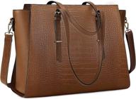 👜 stylish & spacious waterproof laptop bag for women - 15.6 inch professional office briefcase in classy brown leather logo