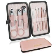 compact and convenient: zizzon travel mini manicure set – 10 in 1 stainless steel pedicure care kit with pink case logo