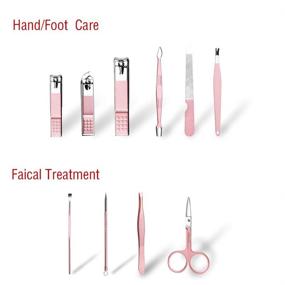 img 1 attached to Compact and Convenient: ZIZZON Travel Mini Manicure Set – 10 in 1 Stainless Steel Pedicure Care Kit with Pink Case