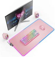 🖱️ мышь-подлошка для игр ysagi rgb - водонепроницаемая поверхность из искусственной кожи, многофункциональный коврик для мыши для игр и офиса - антискользящая резиновая основа - розовый, 31,5'' x 15,7'' логотип