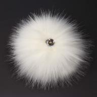 susulu set of 12 faux fox fur pompoms for hats - 12cm 4.7inch, pure white with snap buttons logo