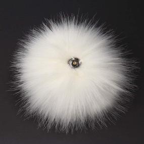 img 4 attached to SUSULU Set of 12 Faux Fox Fur Pompoms for Hats - 12CM 4.7inch, Pure White with Snap Buttons