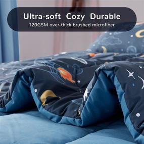 img 1 attached to 🌙 SLEEP ZONE Kid's Comforter and Pillow Sham Set: Soft & Easy-Wash Microfiber, Space Rocket Theme, Twin Size - Fade Resistant, 2 Piece