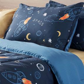 img 3 attached to 🌙 SLEEP ZONE Kid's Comforter and Pillow Sham Set: Soft & Easy-Wash Microfiber, Space Rocket Theme, Twin Size - Fade Resistant, 2 Piece