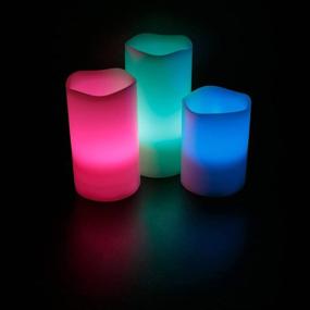 img 1 attached to 🕯️ WYZworks LED Ivory Flickering Flameless Candles - Set of 3 [4", 5", 6"] Multicolor Changing with Remote Control, Weatherproof Indoor & Outdoor, Realistic Faux Wax Drips