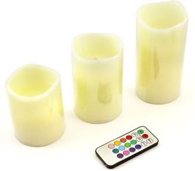 img 3 attached to 🕯️ WYZworks LED Ivory Flickering Flameless Candles - Set of 3 [4", 5", 6"] Multicolor Changing with Remote Control, Weatherproof Indoor & Outdoor, Realistic Faux Wax Drips