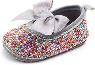 sparkly bow diamonds mary jane flats for baby girls: princess dress shoes with anti-slip soles for infant crib logo