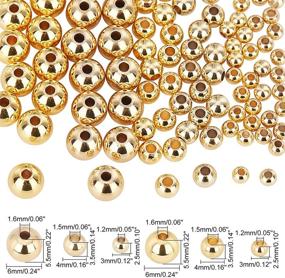 img 3 attached to 📿 PH Pandahall 14K Gold Plated Beads - 180pcs 3mm 4mm 6mm Round Metal Spacer Beads for Jewelry Making Bracelet