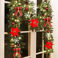 🎄 atdawn 9ft lighted christmas garland with battery operated lights - festive pre lit garland wreath for indoor winter holiday décor logo
