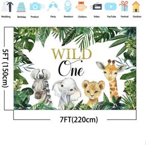 img 2 attached to 🐘 Mocsicka Wild One Safari Animals Greenery First Birthday Backdrop 7x5ft - Cute Jungle Animals Wild One Banner Photography Vinyl Background + Backdrops Supplies