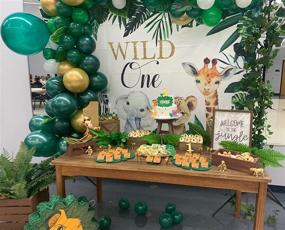 img 1 attached to 🐘 Mocsicka Wild One Safari Animals Greenery First Birthday Backdrop 7x5ft - Cute Jungle Animals Wild One Banner Photography Vinyl Background + Backdrops Supplies