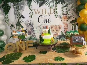 img 3 attached to 🐘 Mocsicka Wild One Safari Animals Greenery First Birthday Backdrop 7x5ft - Cute Jungle Animals Wild One Banner Photography Vinyl Background + Backdrops Supplies