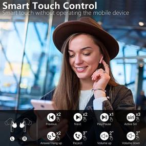 img 1 attached to 🎧 Премиум беспроводные наушники с микрофоном - Bluetooth 5.1, спортивные и тренировочные наушники, до 25 часов воспроизведения, защита от воды IPX7, глубокие басы, комфортная посадка (розовые)