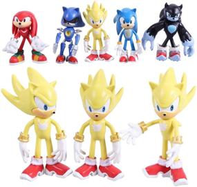 img 3 attached to 🦔 Max Fun Соник - Супережка Действующие фигурки Team Sonic: 5-Pack Игровые наборы с подвижными суставами, Идеальные топперы для тортов и подарки для детей, высотой 4,7 дюйма.