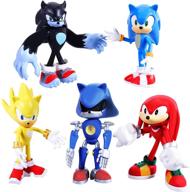 🦔 max fun соник - супережка действующие фигурки team sonic: 5-pack игровые наборы с подвижными суставами, идеальные топперы для тортов и подарки для детей, высотой 4,7 дюйма. логотип