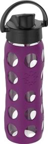 img 3 attached to Lifefactory 22 Oz Glass Active Water Bottle with Flip Cap/Silicone Sleeve - Plum