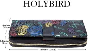 img 3 attached to 👜 Сумка HOLYBIRD из натуральной кожи с блокировкой RFID для женщин с большим объемом и молнией YKK Clutch - идеальный держатель карт