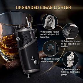 img 2 attached to 🔥 YUSUD Torch Lighter - Refillable Butane Lighter with Visible Gas Fuel Tank Window, Dual Jet Flame, Windproof Table Lighter - Unique Birthday Gift for Men