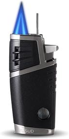 img 4 attached to 🔥 YUSUD Torch Lighter - Refillable Butane Lighter with Visible Gas Fuel Tank Window, Dual Jet Flame, Windproof Table Lighter - Unique Birthday Gift for Men
