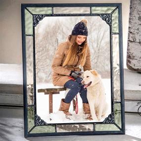 img 3 attached to Vintage Home Decor Green and Yellow Stained Glass Picture Frame - 5x7 Photo Easel for Vertical and Horizontal Display - Ideal for Family, Baby Pics - Code: 404-57HV