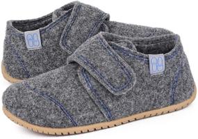 img 4 attached to 🏠 HomeTop Kids Adjustable Hook and Loop House Shoes in Soft Wool Felt