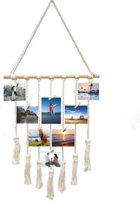 img 4 attached to 🔮 Boho Decor Wall Tapestry: Bealuffe Macrame Wall Hanging Photo Display - Picture Organizer in Off White