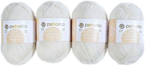 img 4 attached to 🧶 Pehorka Goat Down Wool Thread Lace Yarn - Set of 4 - Lightweight Yarn for Knitting & Crochet Shawl - 1600m & 200g Total Set - Cream White (166)