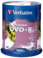 💿 100-pack verbatim dvd+r 4.7gb 16x white inkjet printable discs on spindle logo