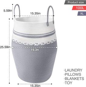 img 2 attached to 🧺 ROPESMART Cotton Rope Woven Basket: Stylish and Versatile 100L Tall Storage Solution for Blankets, Pillows, and Toys