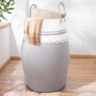 🧺 ropesmart cotton rope woven basket: stylish and versatile 100l tall storage solution for blankets, pillows, and toys логотип