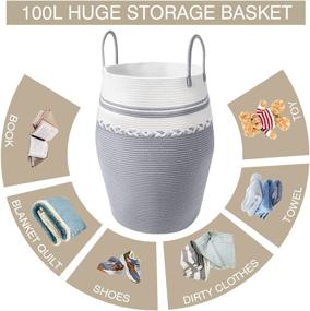 img 1 attached to 🧺 ROPESMART Cotton Rope Woven Basket: Stylish and Versatile 100L Tall Storage Solution for Blankets, Pillows, and Toys