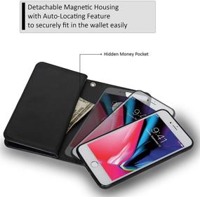 img 1 attached to JOOT-3L Magnetic Detachable Wallet Case with RFID Protection, Universal Car Mount, 10 Card Slots, 3 Money Pockets - Compatible for iPhone 8 Plus (5.5 inch), Black