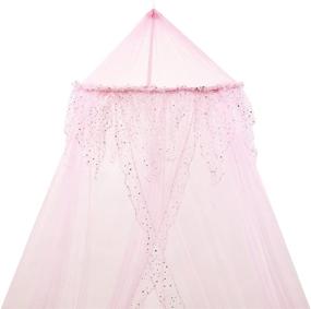 img 3 attached to Home and More Store Pink Princess Bed Canopy - Gorgeous Single Bed Canopy with Silver Sequins for Children - Enhanced SEO