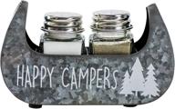🚣 galvanized metal canoe salt & pepper shakers set - boston warehouse happy campers, 3 piece collection logo