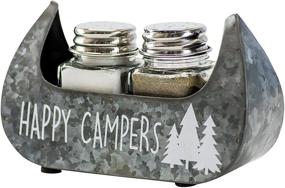 img 1 attached to 🚣 Galvanized Metal Canoe Salt & Pepper Shakers Set - Boston Warehouse Happy Campers, 3 Piece Collection