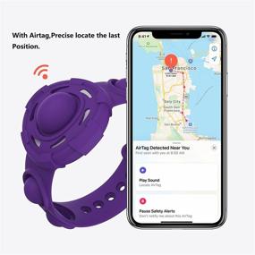 img 2 attached to LEMONCOVER Purple Stress Relief Wristband Fidget Toys for Apple AirTag Finder: Anti-Lost Location 🍋 Tracker Holder with Silicone Watch Straps, Anxiety Reliever Sensory Bracelet Toy for Kids and Baby Children