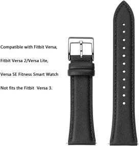 img 2 attached to 🔲 OMIU Квадратные браслеты для Fitbit Versa/Versa 2/Versa Lite - Классический мягкий кожаный ремешок для замены наручного браслета для мужчин и женщин - Черный/Серебро