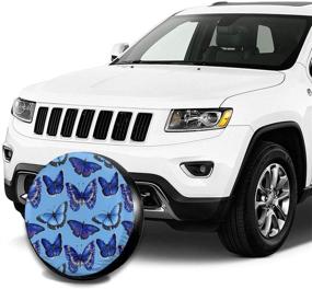 img 1 attached to 14 Inch Waterproof Dust-Proof UV Sun Spare Tire Cover with Blue Butterfly Print – Ideal for Jeep, Trailer, RV, SUV, and Many Vehicles