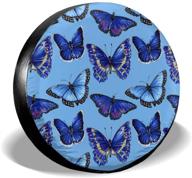 14 inch waterproof dust-proof uv sun spare tire cover with blue butterfly print – ideal for jeep, trailer, rv, suv, and many vehicles logo