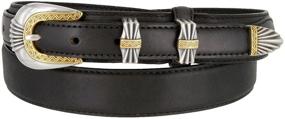 img 1 attached to 👨 Genuine Leather Western Men's Accessories - Silver Oil Tanned Belts