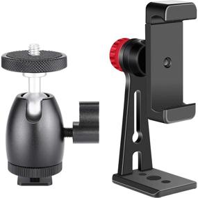 img 4 attached to Neewer Cellphone Holder Clip Desktop Tripod Mount: Perfect for 14-inch and 18-inch Ring Light, iPhone, Samsung, Huawei Smartphones (2.2-3.5 inches Width)