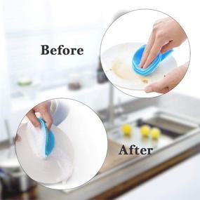 img 3 attached to 🧽 UUSHER Silicone Scrubber, Multipurpose Kitchen Scrub Brush for Dishes, Pots, Veggies, Fruits & Non-Stick Pans - 5 Color Options
