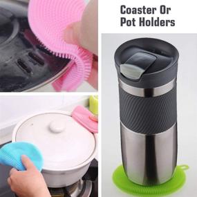 img 2 attached to 🧽 UUSHER Silicone Scrubber, Multipurpose Kitchen Scrub Brush for Dishes, Pots, Veggies, Fruits & Non-Stick Pans - 5 Color Options