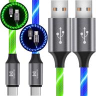 🔌 led usb-c type-c charging cable – 6ft 2.4a light up flowing usb-a to type c charger cable (6ft, blue & green) logo